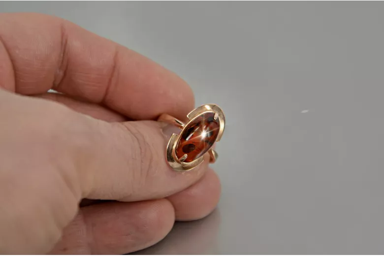 Rosa rusa rosa soviética rojo URSS 585 583 anillo ámbar dorado vrab055