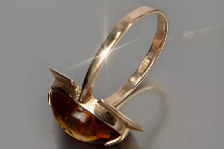 Russian rose Soviet pink USSR red 585 583 gold amber ring vrab055