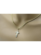 Golden 14k Cross Necklace - Catholic Symbol Snake Chain ctc025yw&cc020y