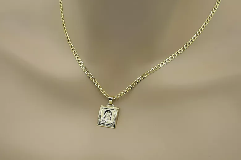 Pendentif en forme d’icône médaillon en or Mary avec chaîne ★ zlotychlopak.pl ★ or 585 333 prix bas