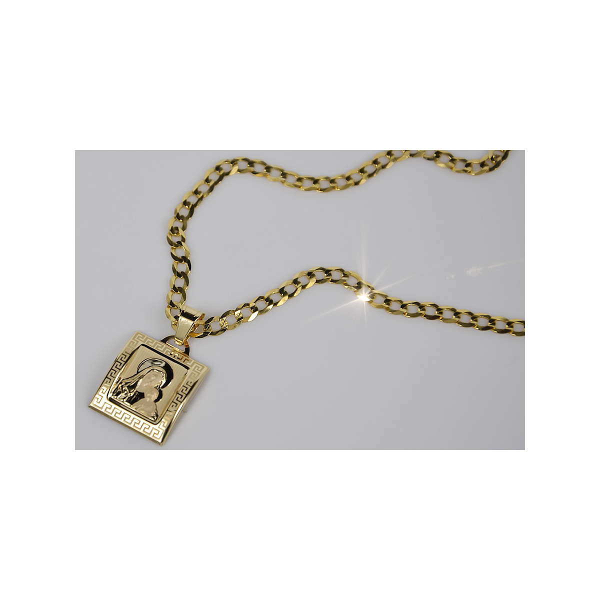 Gold Mary medallion icon pendant with chain ★ zlotychlopak.pl ★ Gold 585 333 low price