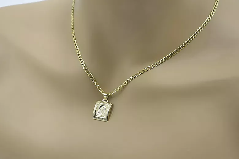 Gold Mary medallion icon pendant with chain ★ zlotychlopak.pl ★ Gold 585 333 low price