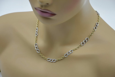 Collar de Oro Blanco Amarillo de 14 Quilates cc073yw