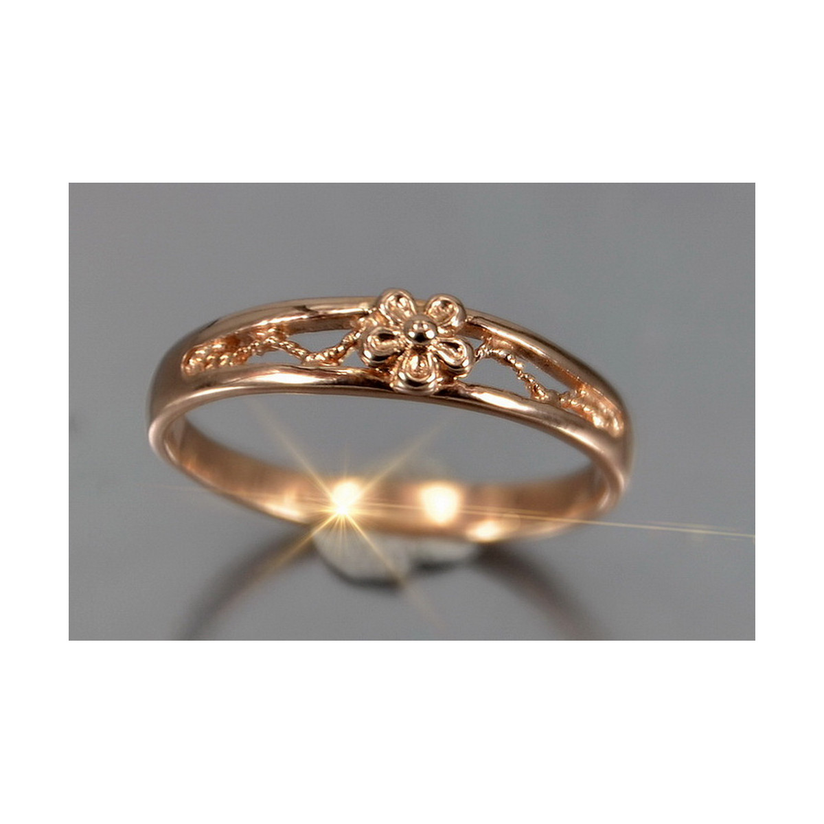 Russe soviétique rose rose 14k 585 or Bague vintage vrn187