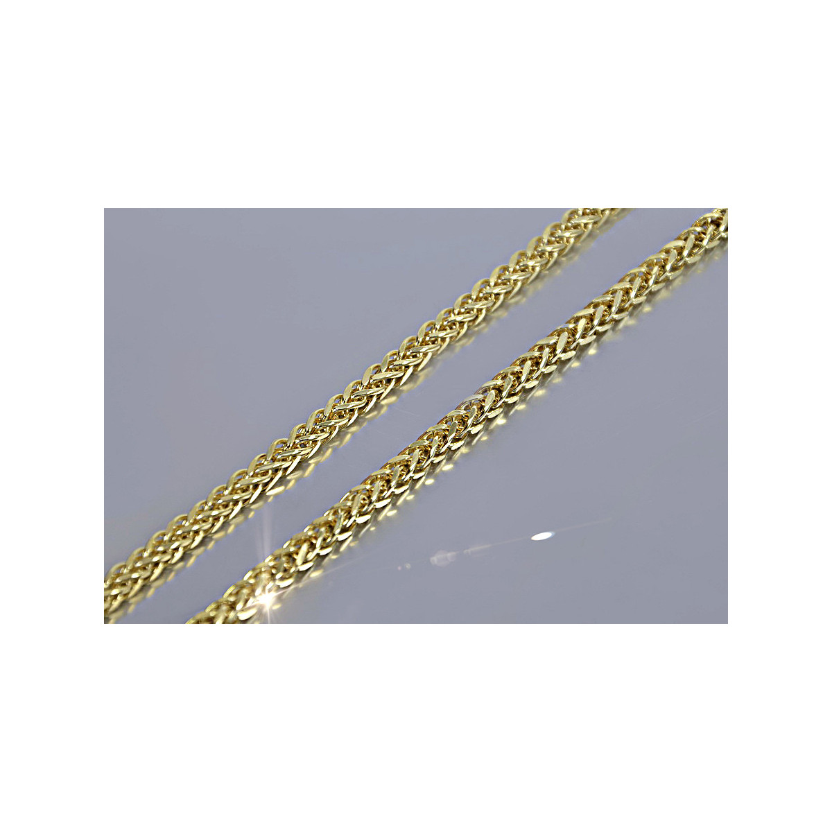 Cadena de Oro Bicolor Blanco Amarillo 14k Spiga - 1,50mm cc036yw