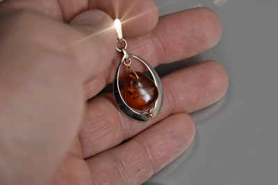 "Pendentif en ambre d'origine et or rose 14 carats style vintage" vpab003 vpab003