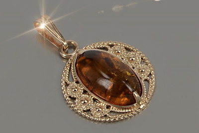 "Pendentif Ambre Vintage en Or Rose 14 Carats d'Origine" vpab004 vpab004