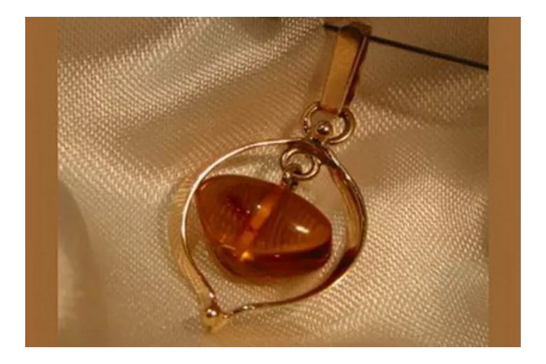 "Magnifique Pendentif Ambre Vintage en Or Rose 14 Carats 585" vpab005 vpab005