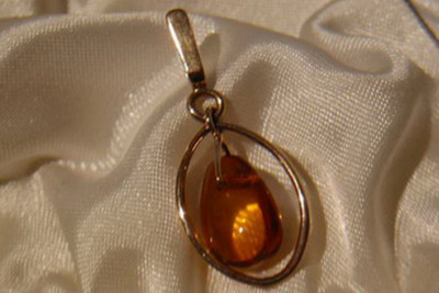 "Pendentif Ambre Vintage en Or Rose 14 Carats d'Origine" vpab006 vpab006