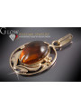 Pendentif ambre d'or rose 14 carats 585 vintage vpab008 vpab008