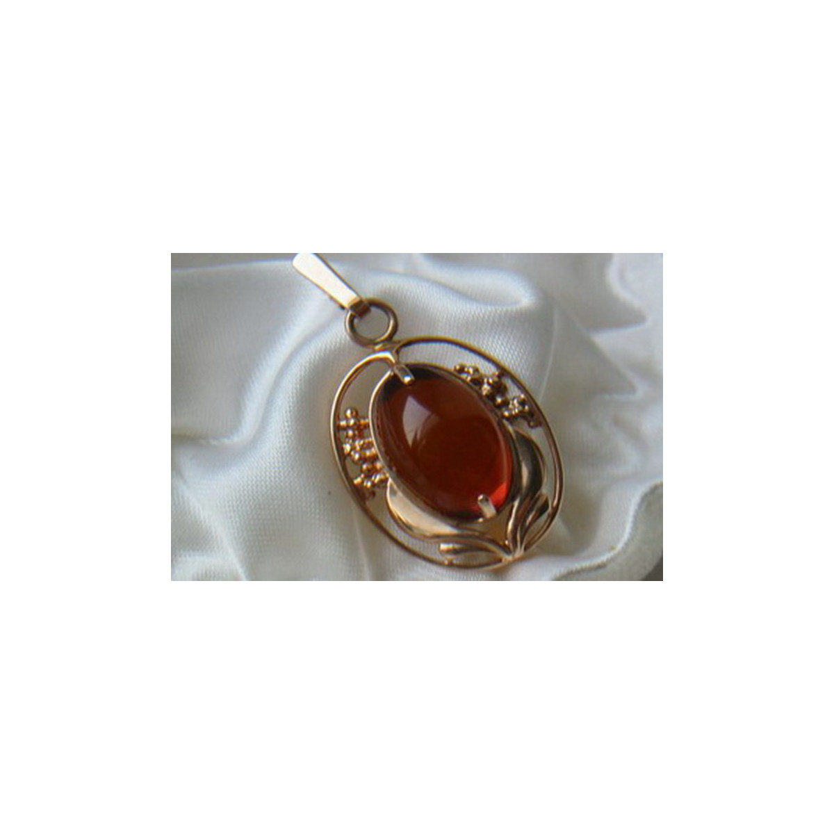 Pendentif ambre d'or rose 14 carats 585 vintage vpab008 vpab008