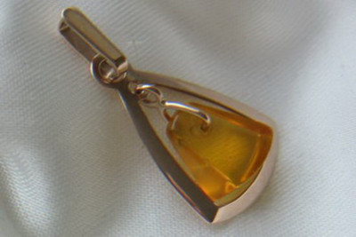 "Pendentif Ambre Vintage en Or Rose 14 Carats 585" vpab010 vpab010