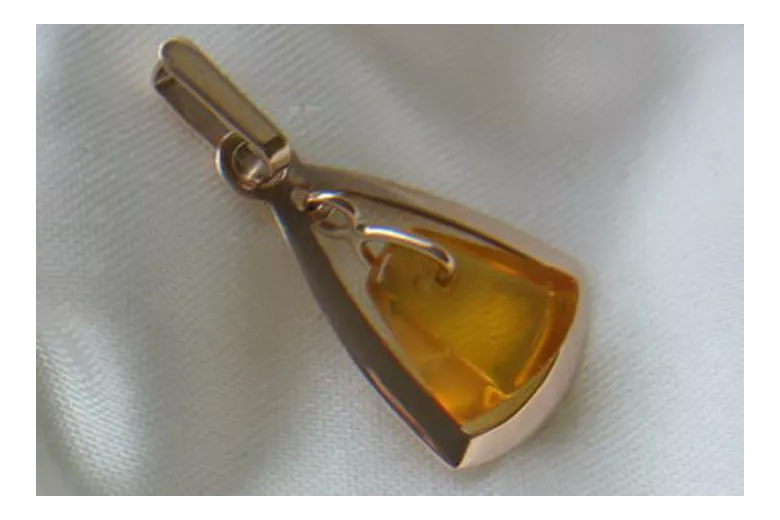 "Pendentif Ambre Vintage en Or Rose 14 Carats 585" vpab010 vpab010