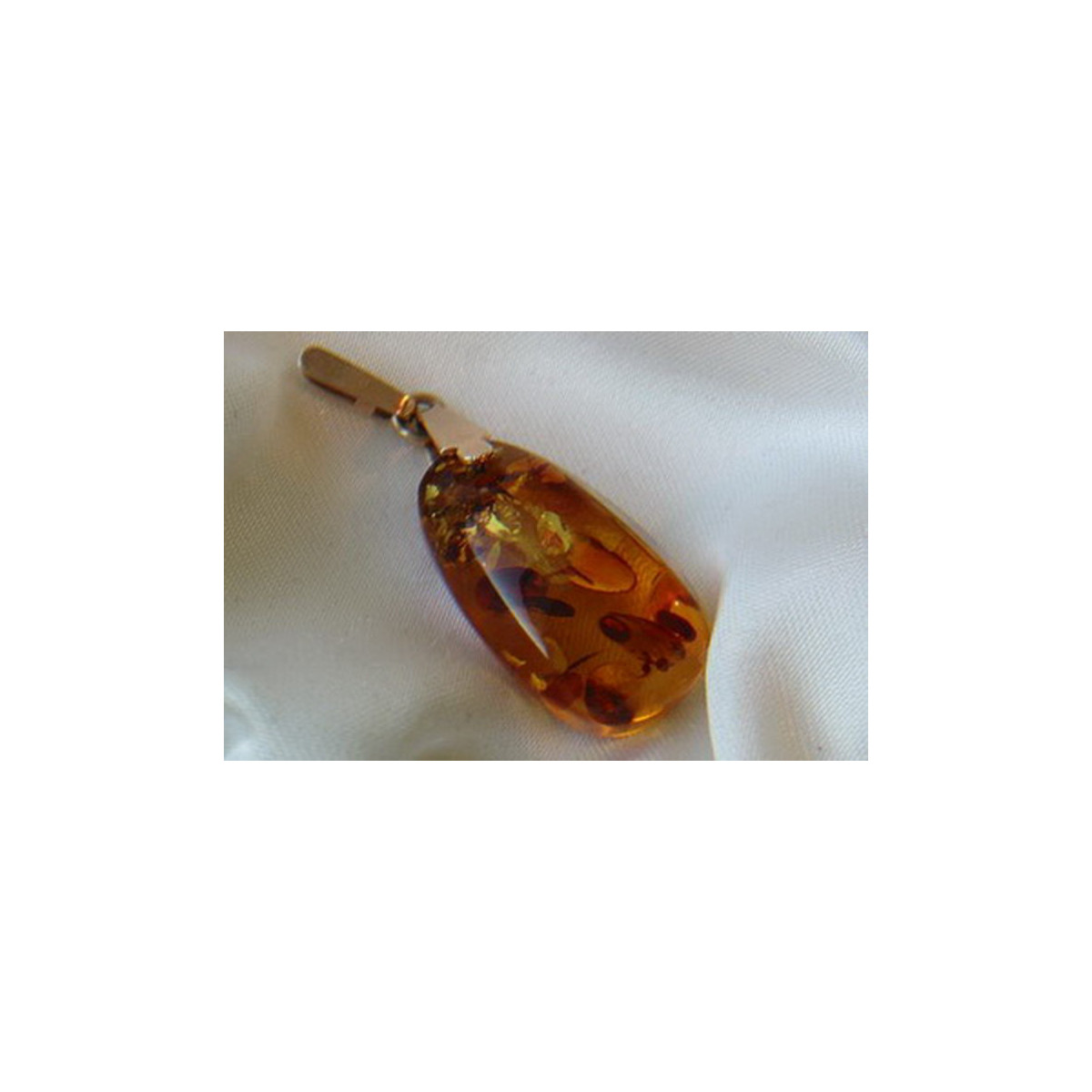 "Classic Amber Pendant in 14K Rose Gold - Vintage Inspired" vpab011 vpab011