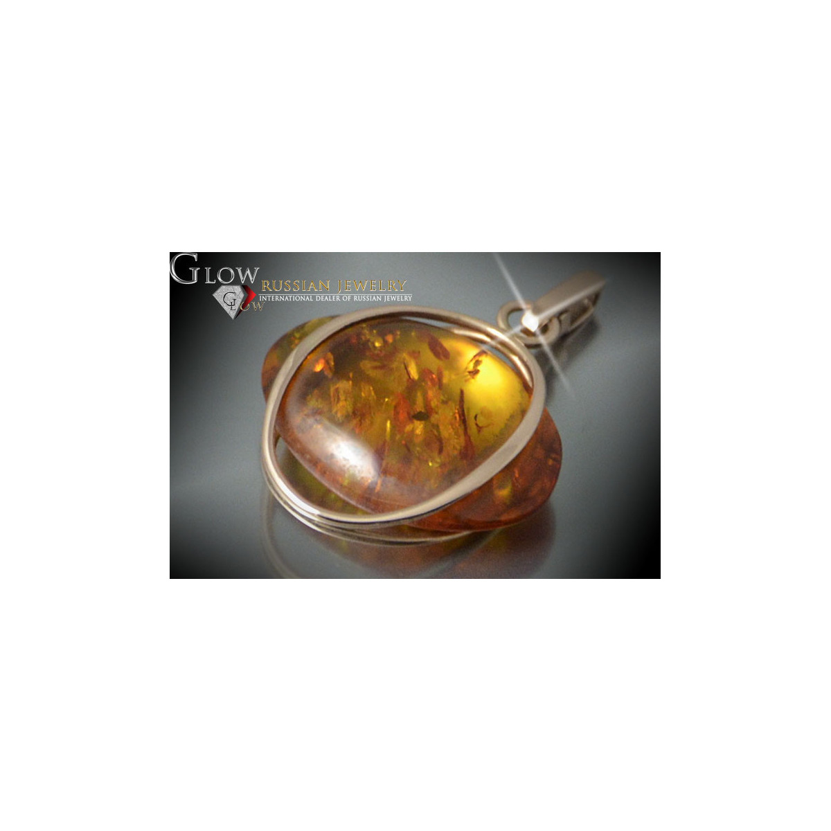 "Classic Amber Pendant with 14K Rose Gold - Authentic Vintage Style" vpab013 vpab013