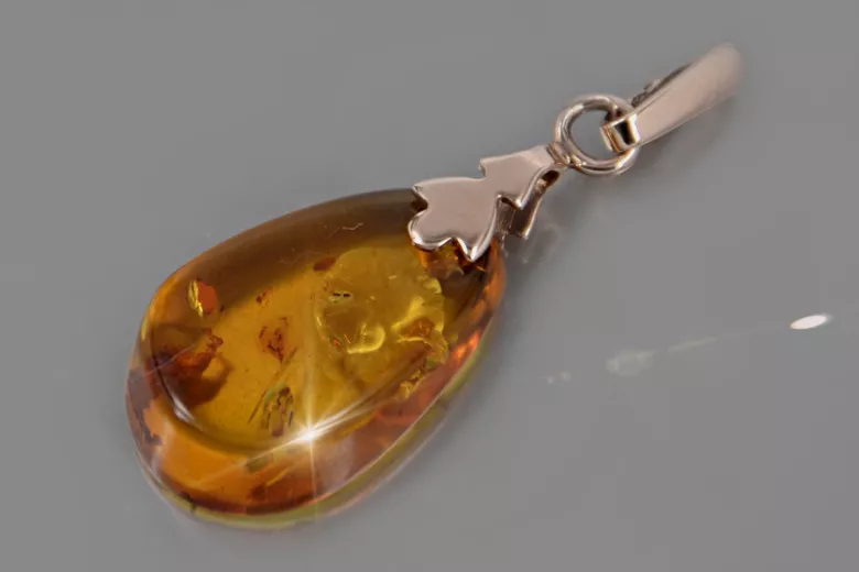 "Pendentif Ambre Vintage en Or Rose 14 Carats d'Origine" vpab015 vpab015