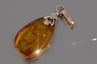 "Pendentif Ambre Vintage en Or Rose 14 Carats d'Origine" vpab015 vpab015