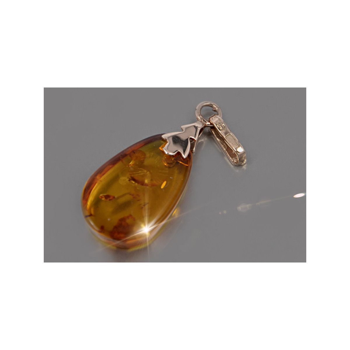 "Pendentif Ambre Vintage en Or Rose 14 Carats d'Origine" vpab015 vpab015