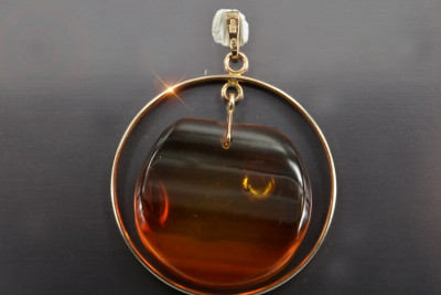 "Pendentif Ambre Vintage en Or Rose 14 Carats d'Origine 585" vpab016 vpab016