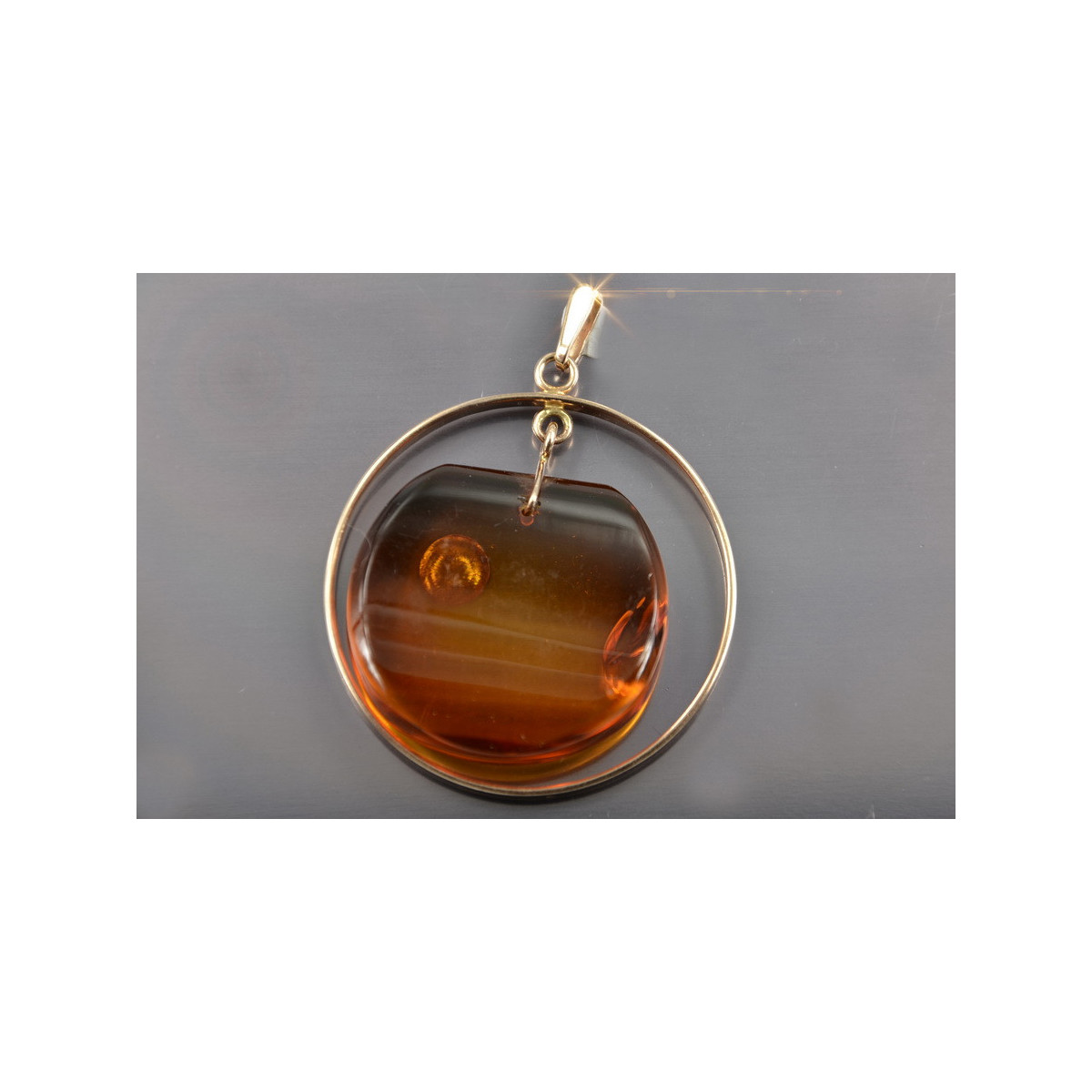 Russian rose Soviet gold amber pendant