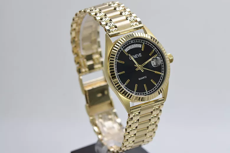 Reloj de oro para hombre Geneve ★ zlotychlopak.pl ★ Pureza de oro 585 333 Precio bajo!