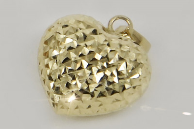 Pendentif cœur moderne en or jaune 14 carats magnifique cpn015y