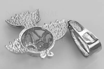 Pendentif poisson vintage en argent sterling 925, Pas de pierre vpn021s