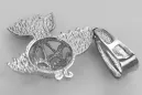 Pendentif poisson vintage en argent sterling 925, Pas de pierre vpn021s