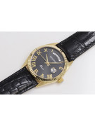 14 Karat Gelbgold und Schwarz Geneve Uhr mw013y