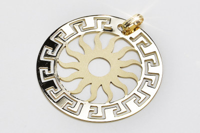 Elegant 14K Yellow Gold Greek Pendant cpn019