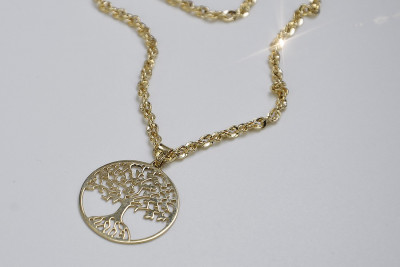 Golden Tree of Luck Pendant with Singapour Flair 