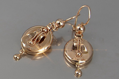 "Boucles d'oreilles Samovar en or rose 14K 585 style vintage" cen003r cen003r