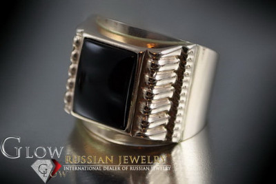 Bague Vintage en or rose 14 carats, Onyx csc013