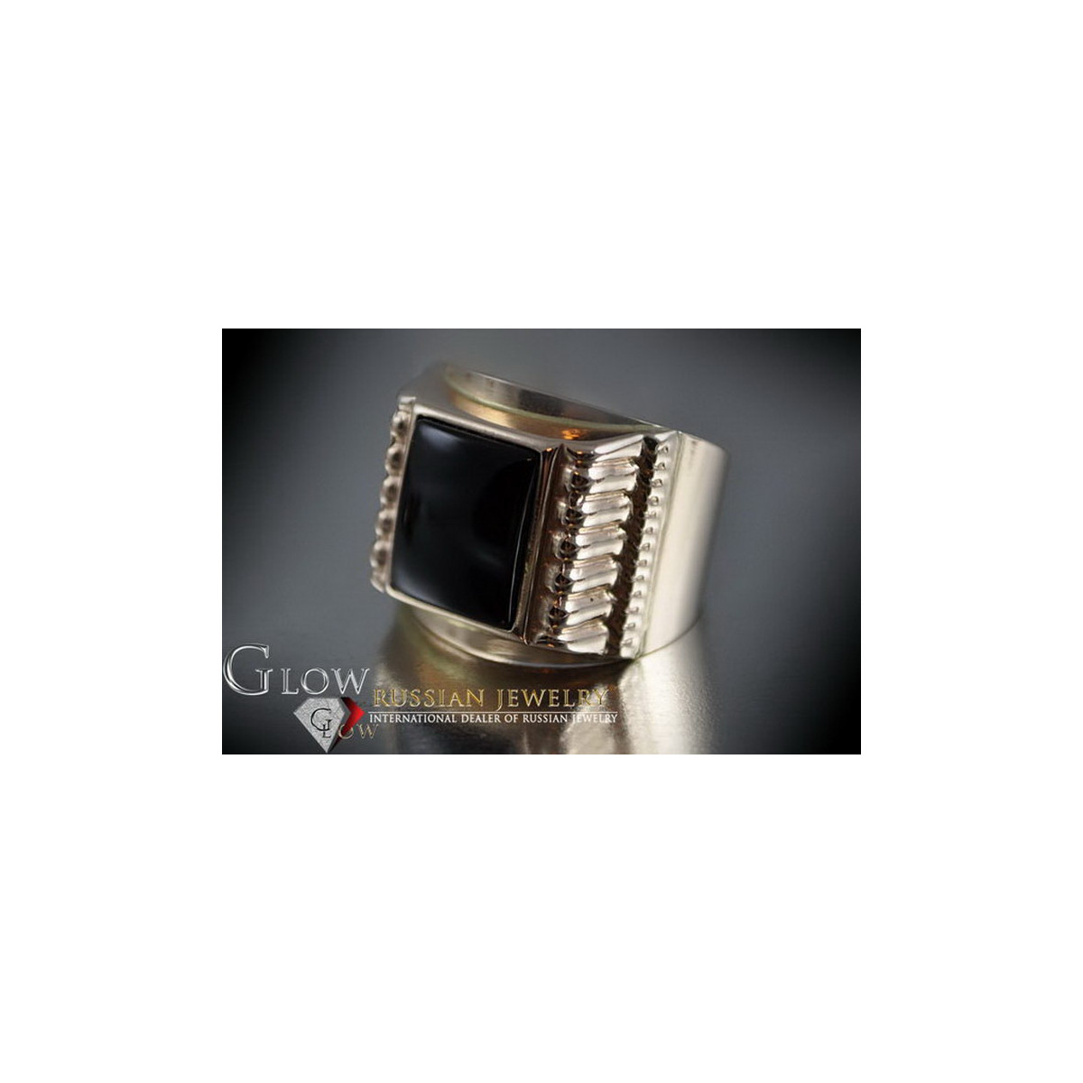 Anillo vintage de oro rosa con ónix para hombre csc013