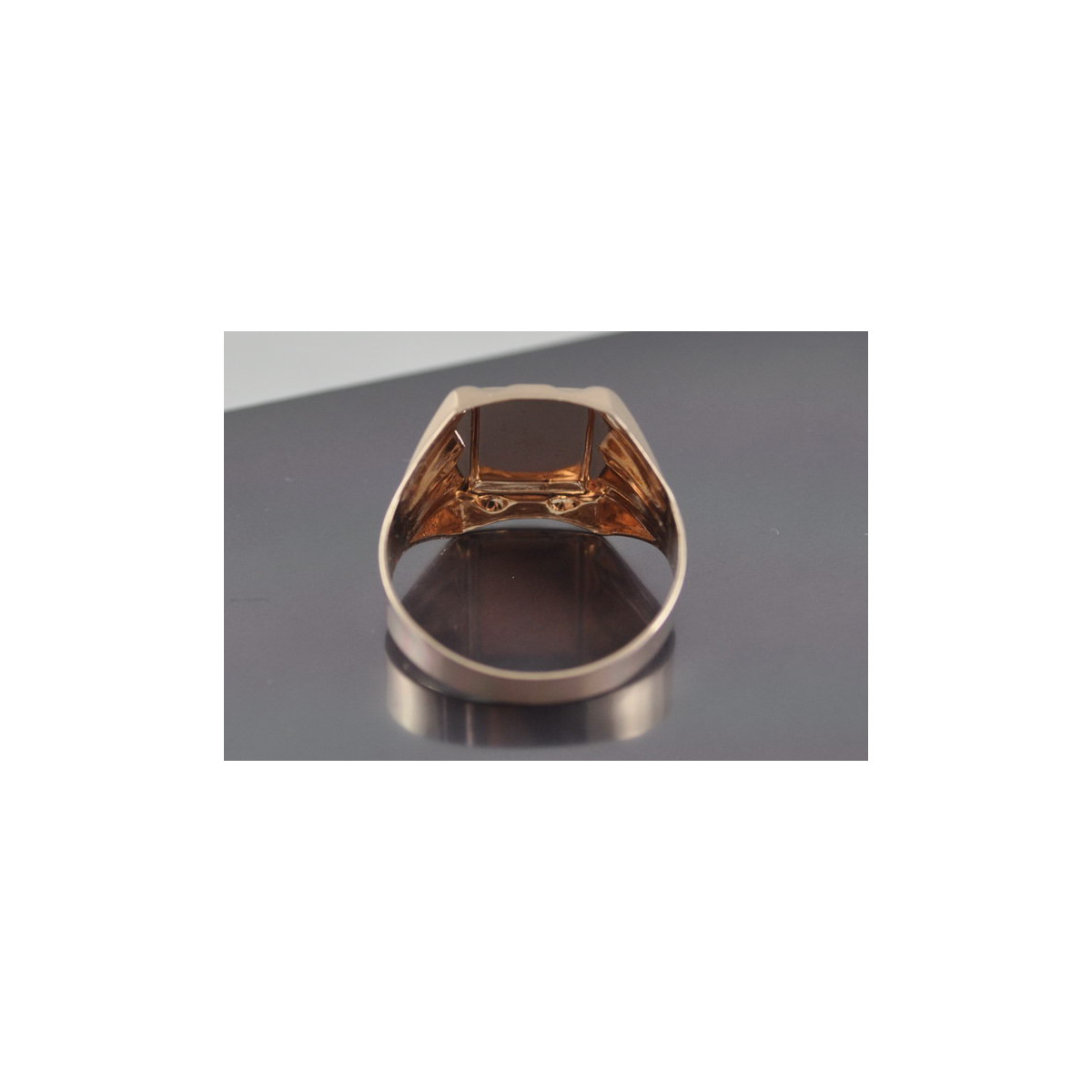 Bague à cachet pour homme en or rose 14K, Pas de pierre csn014