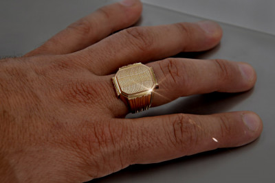 Russian rose Soviet gold jewelry man's ring signet