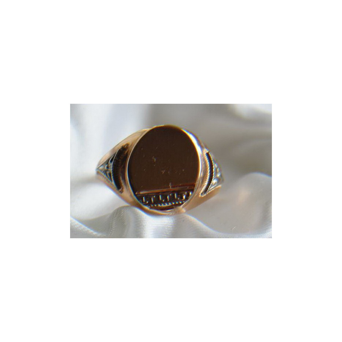 Anillo sello vintage de oro 14k con piedras preciosas masculino en rosa. vsc017