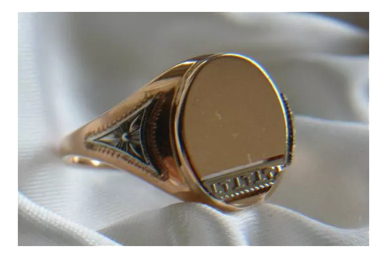 Vintage Rosé 14k Gold Herren Siegelring mit verschiedenen Edelsteinen vsc017