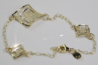 Bracelet Fantaisie en Or Jaune et Blanc Italien 14K, 18 c. cb070yw