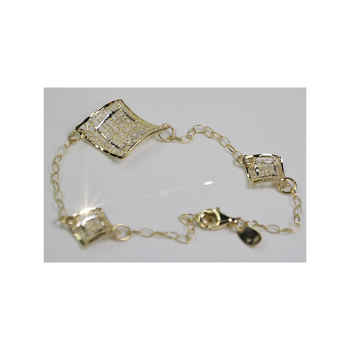 Bracelet Fantaisie en Or Jaune et Blanc Italien 14K, 18 c. cb070yw