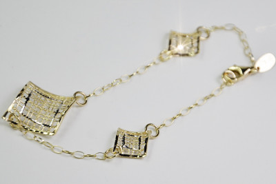 Pulsera de fantasía de oro blanco y amarillo italiano de 14k con múltiples piedras preciosas cb070yw