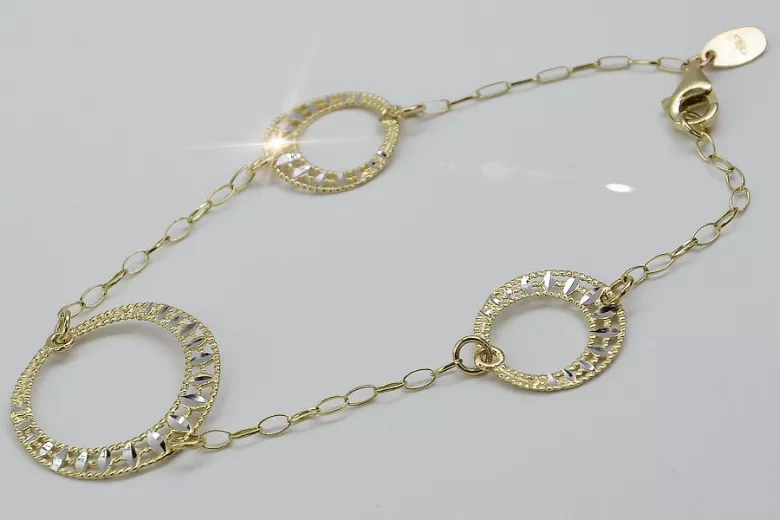 Bracelet Fantaisie en Or Jaune et Blanc Italien 14K, 18 c. cb071yw