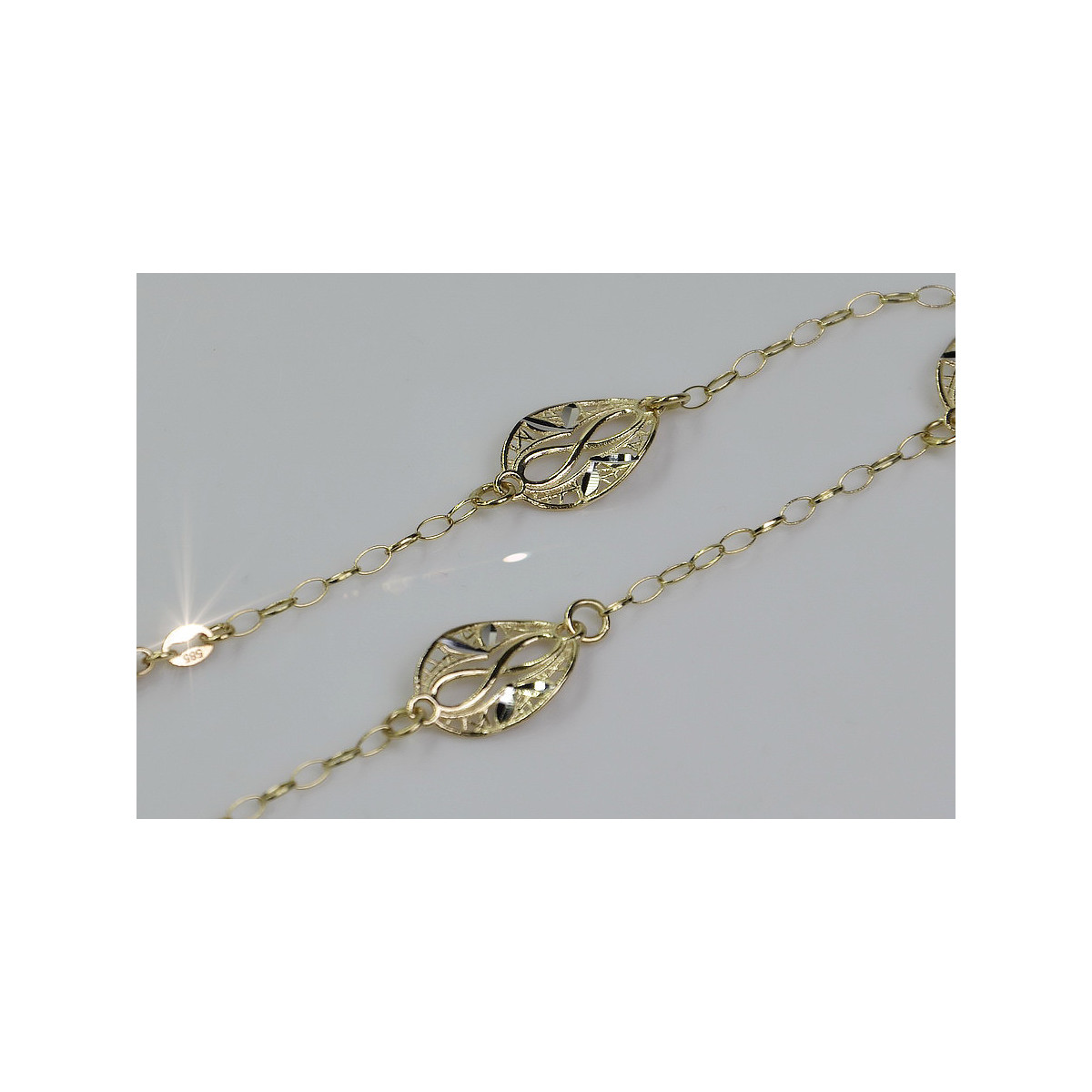 Bracelet Fantaisie en Or Jaune et Blanc 14K cb072yw