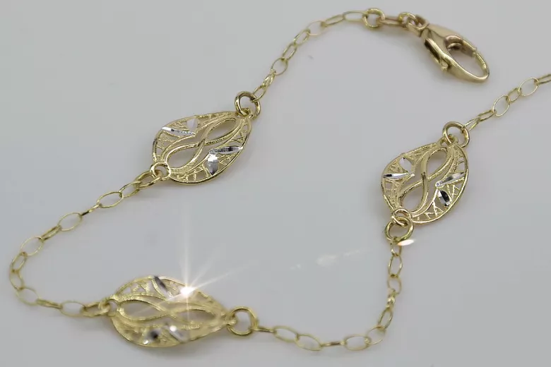 Pulsera Fantasía de Oro Blanco y Amarillo 14K con Diferentes Piedras cb072yw