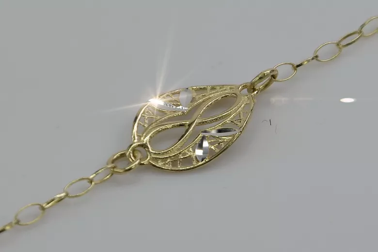 Pulsera Fantasía de Oro Blanco y Amarillo 14K con Diferentes Piedras cb072yw