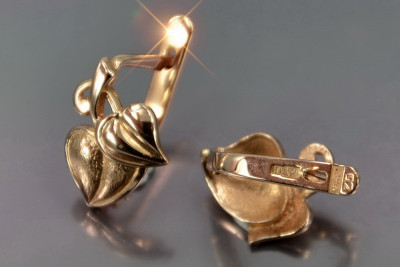 "Pendientes de Hoja Antigua Sin Piedras en Oro Rosa Antiguo Original de 14k" ven142 ven142