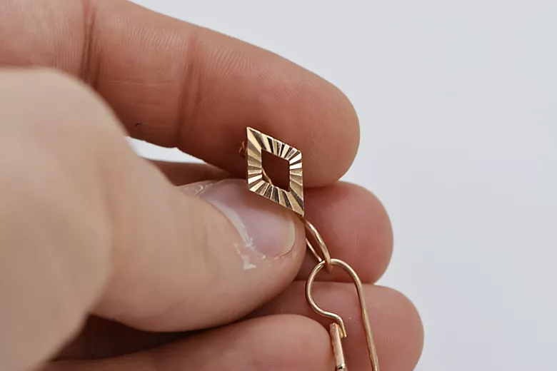 "Aretes Cuadrados Antiguos de Oro Rosa 14k Sin Piedras" ven144 ven144