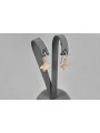 "Classic No Stones 14K 585 Rose Gold Square Earrings" ven156 ven156