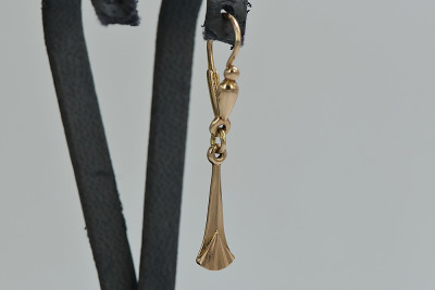 Boucles d'oreilles suspendues vintage en or rose 14 carats 585 sans pierres ven160 ven160
