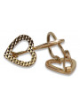 "No Stones Original Vintage 14K Rose Gold Heart Earrings" ven169 ven169